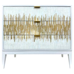 Modern Milano Nightstand with Gold and Ivory Glass Mosaic by Ecrole Home