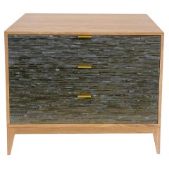 Modern Milano Nightstand with Wispy Grey Gold Mosaic by Ecrole Home