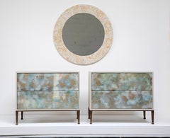 Modern Milano Two-Drawer Eglomise Nightstands by Ercole Home