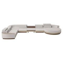 Modern Velvet and Synthetic Leather Milenio Modular Sofa by Caffe Latte