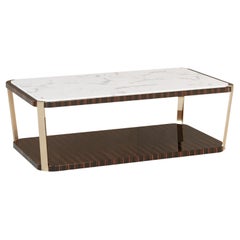 Table centrale rectangulaire moderne A Miller avec plateau en marbre