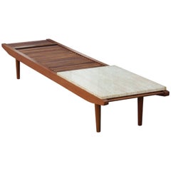 Modern Milo Baughman for Glenn of California Dowel Bench with Travertine Top