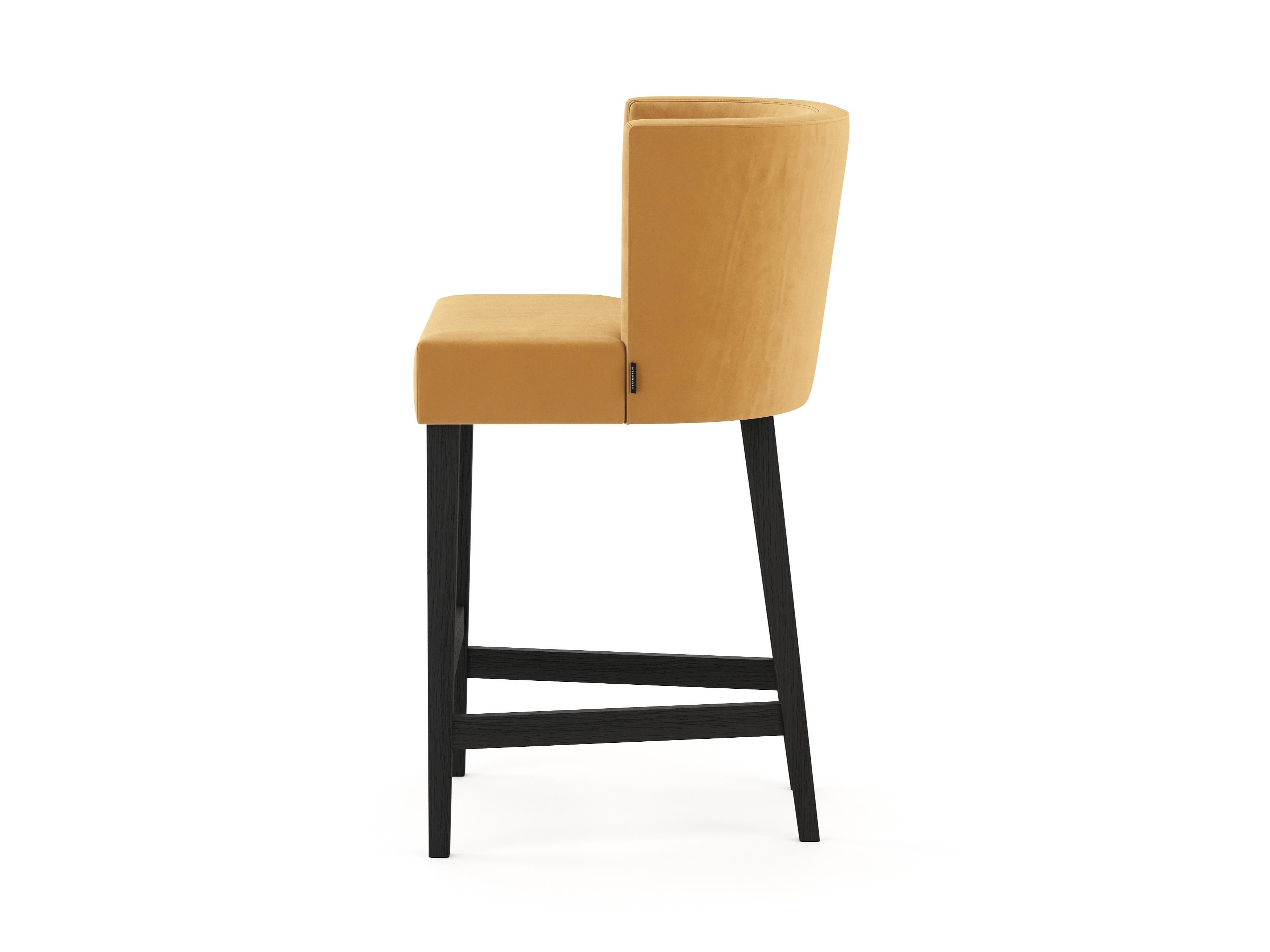 Portuguese Modern Milos Bar Stool Made with Oak and Velvet, Handmade by Stylish Club For Sale