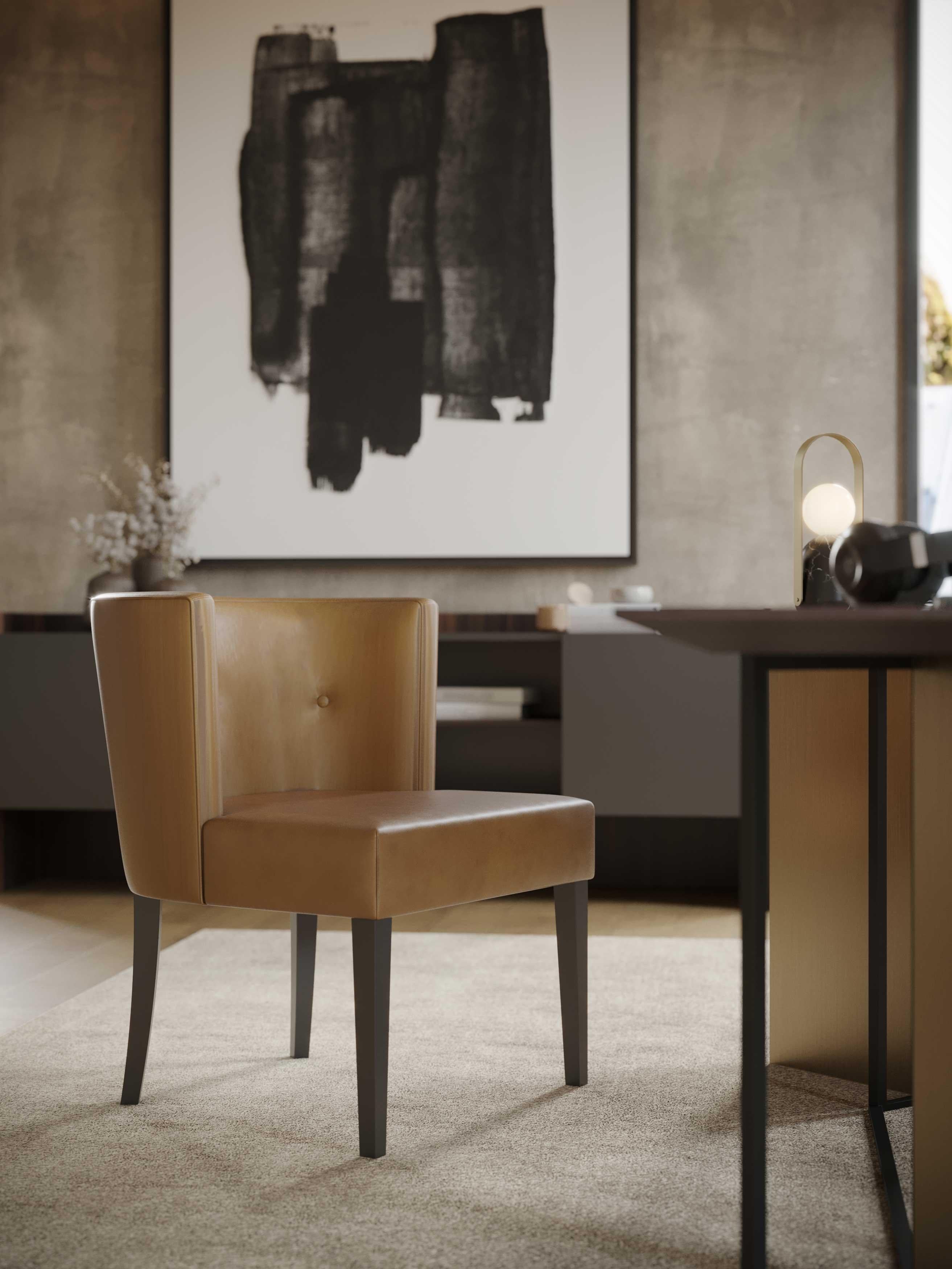 Chaise moderne Milos en chêne et velours, fabriquée à la main par Stylish Club en vente 5