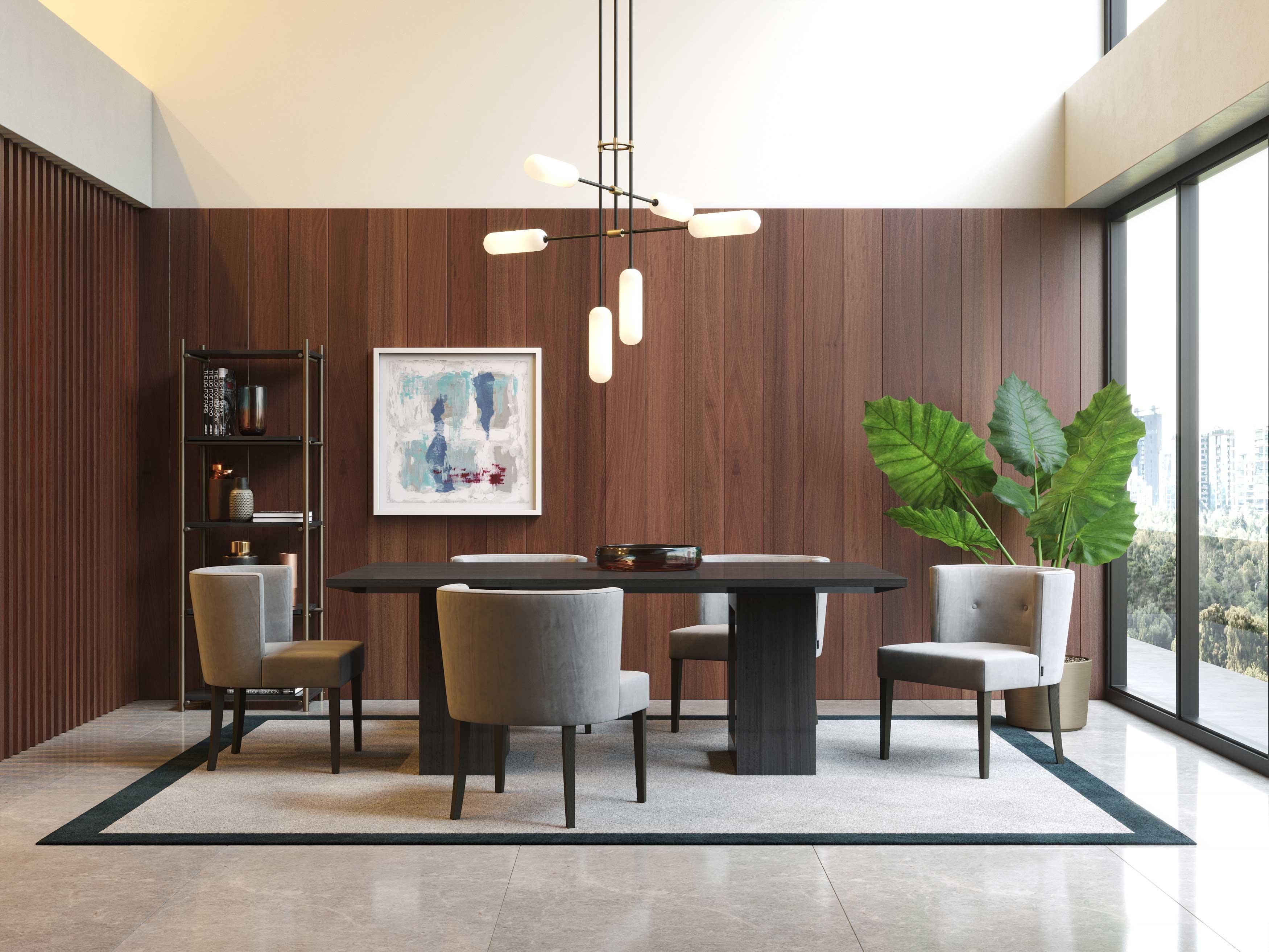 Portoghese Sedia moderna Milos in Oak e velluto, fatta a mano da Stylish Club in vendita