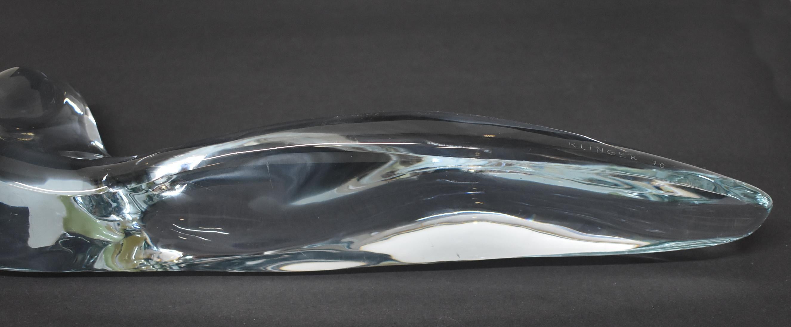 European Modern Miloslav Klinger Reclining Nude Colorless Glass For Sale
