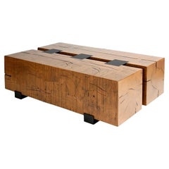 Table basse moderne et rustique Mimi London en bois de bois en bois massif, deux pièces