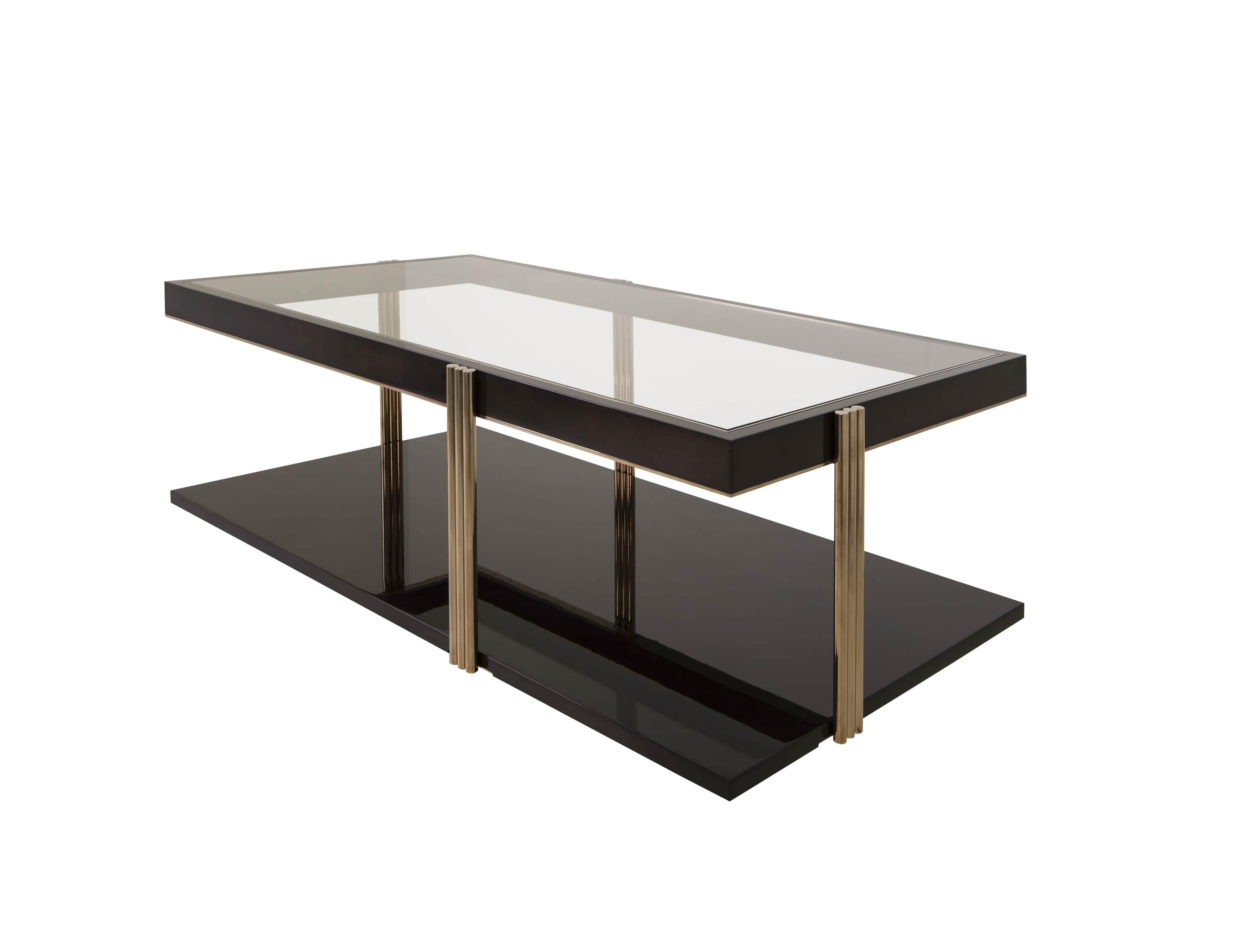 Portuguese Modern Minelli Center Table with Glass Top For Sale