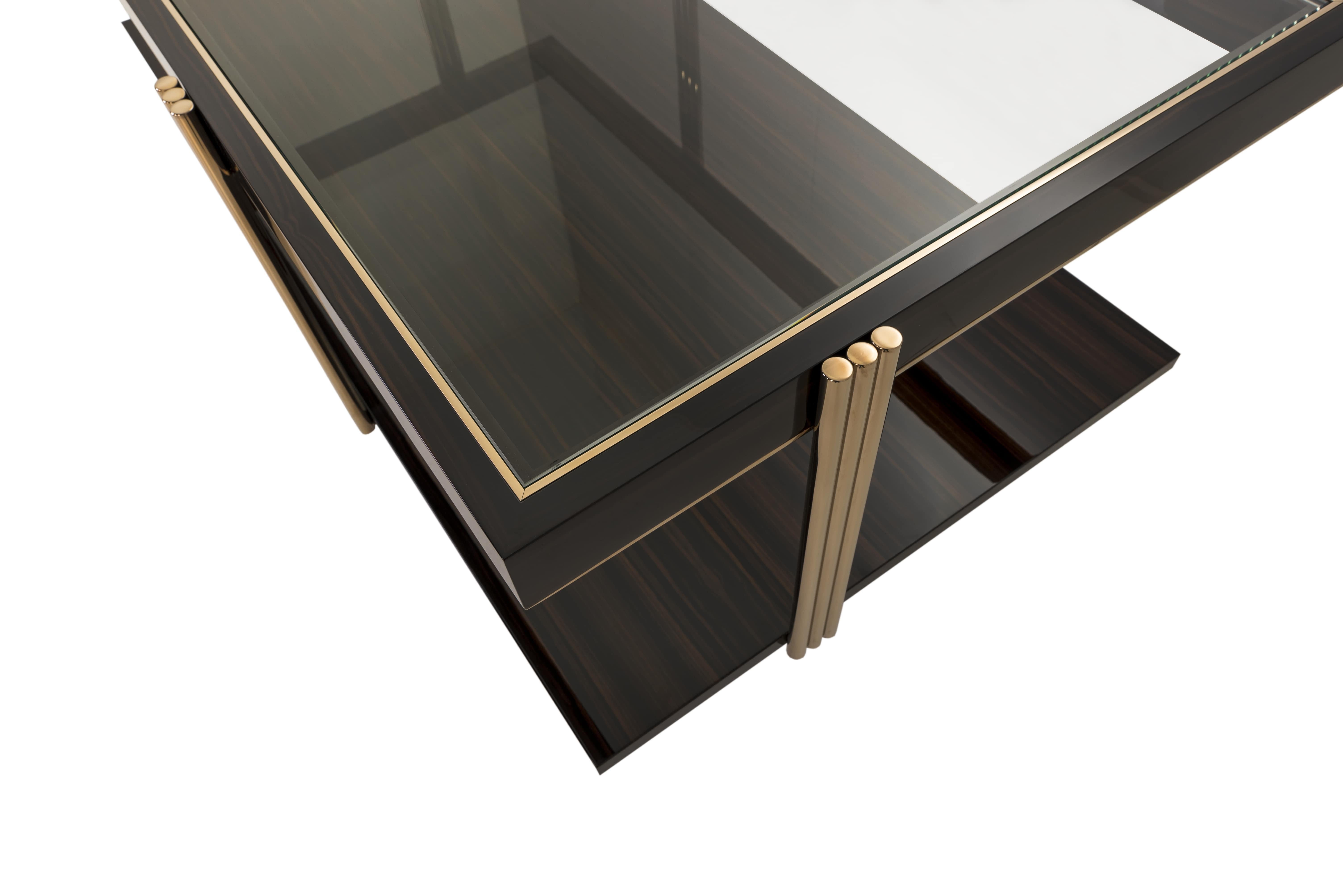 Modern Minelli Center Table with Glass Top In New Condition For Sale In Freamunde, PT