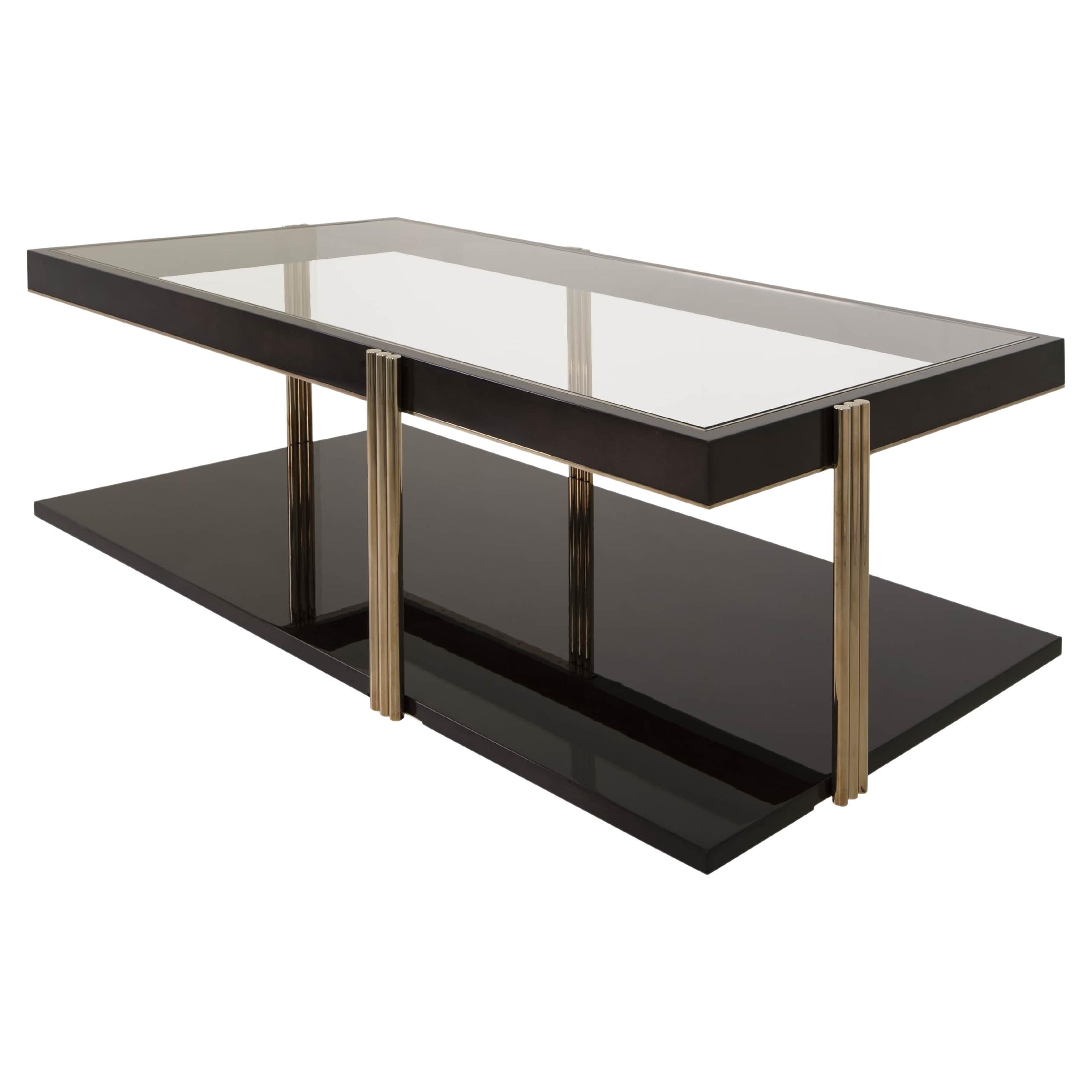 Modern Minelli Center Table with Glass Top For Sale