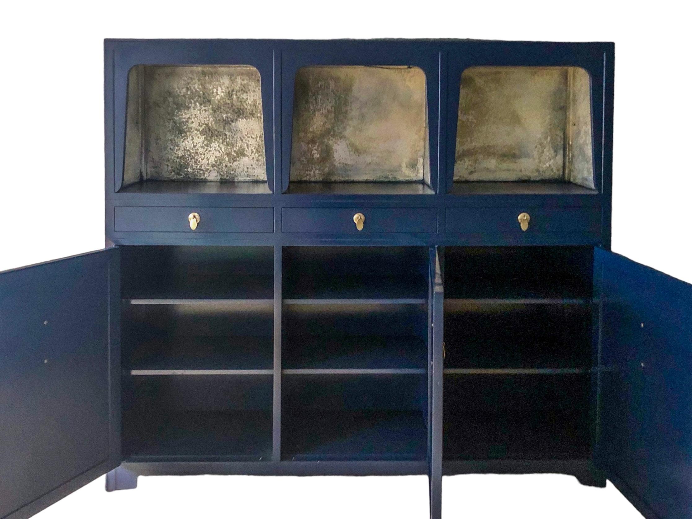 Late 20th Century Modern Ming Style Lacquered Cabinet / Credenza / Bar Michael Taylor Baker Furn.  For Sale
