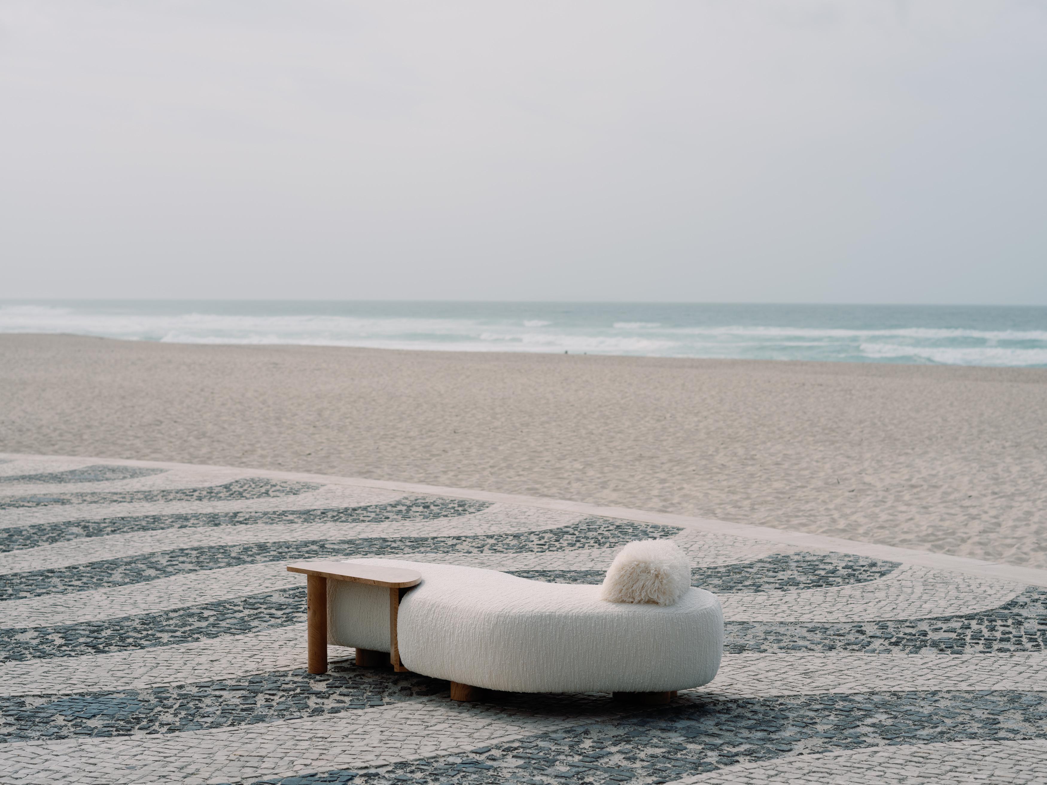 Hand-Crafted Modern Minho Day Bed, Indigo Bouclé Fabric, Handmade in Portugal by Greenapple For Sale