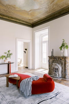 Minho Daybed by Rute Martins for Greenapple, Blue Bouclé and Walnut Oak