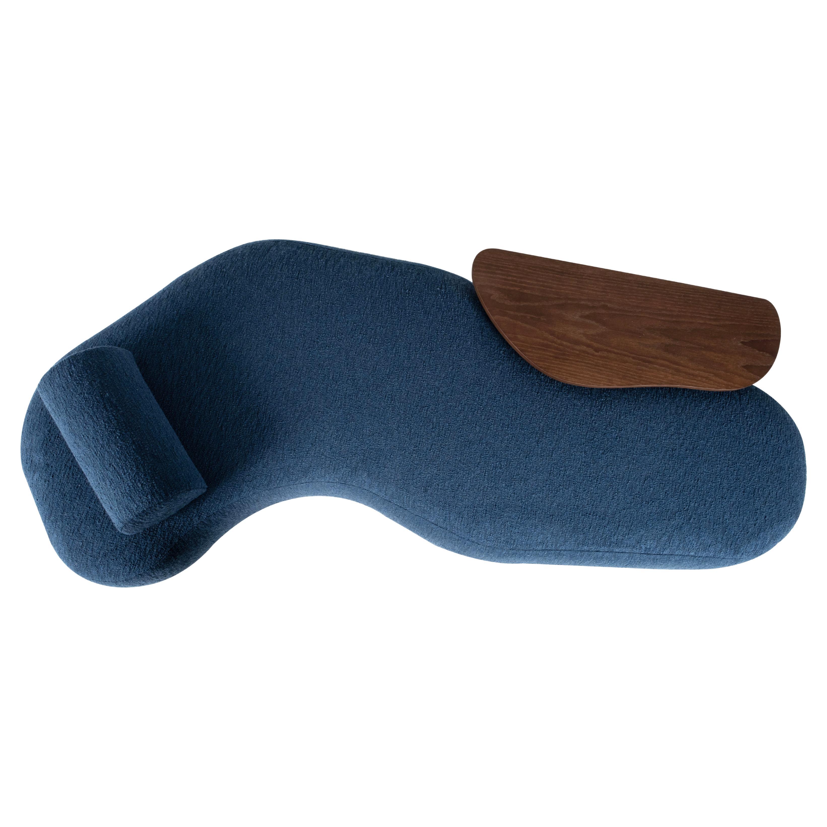 Modern Minho Day Bed, Indigo Bouclé Fabric, Handmade in Portugal by Greenapple