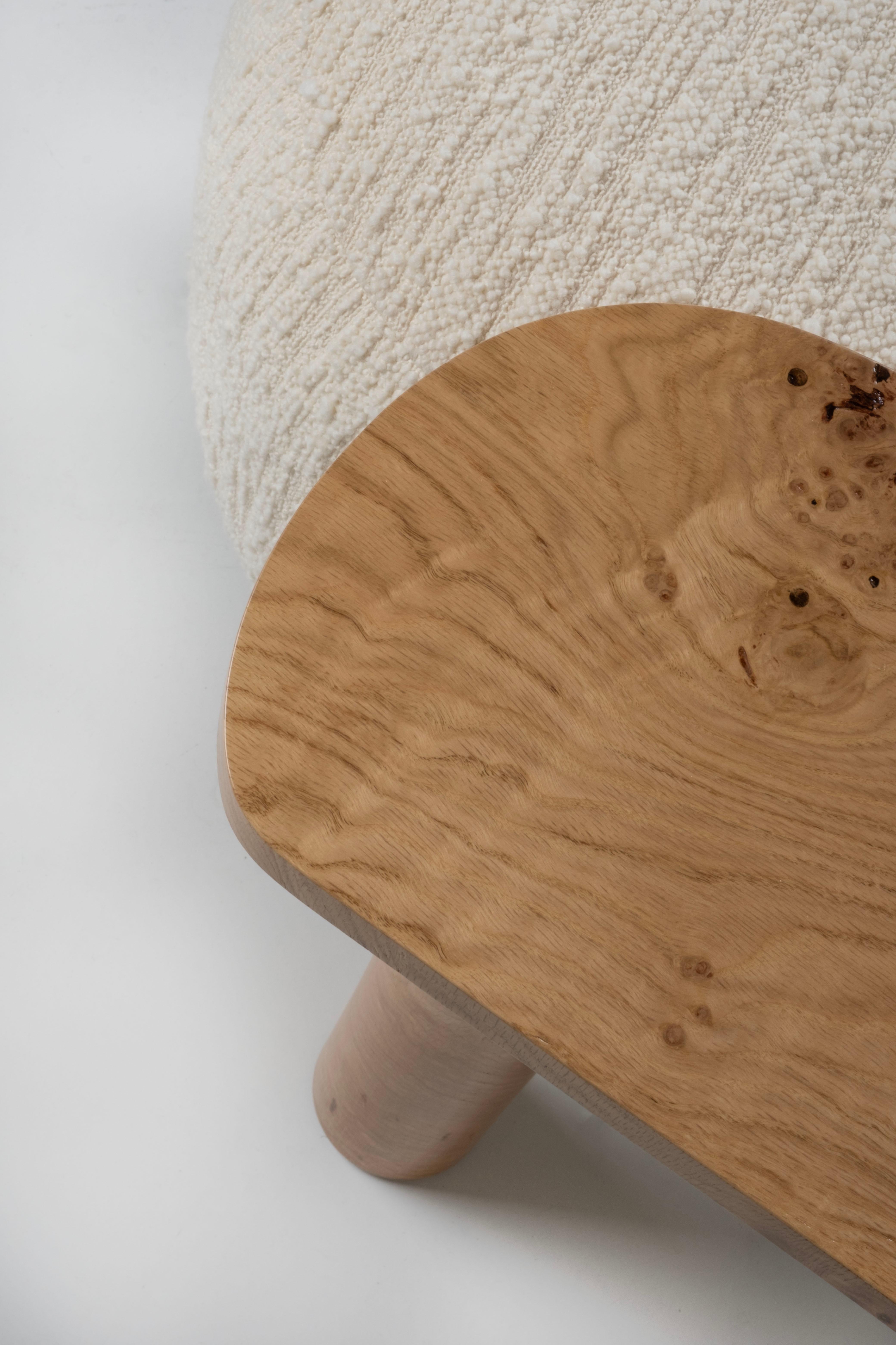 Modern Minho Day Bed, Bouclé Fabric, Oak Root, Handmade Portugal by Greenapple For Sale 9