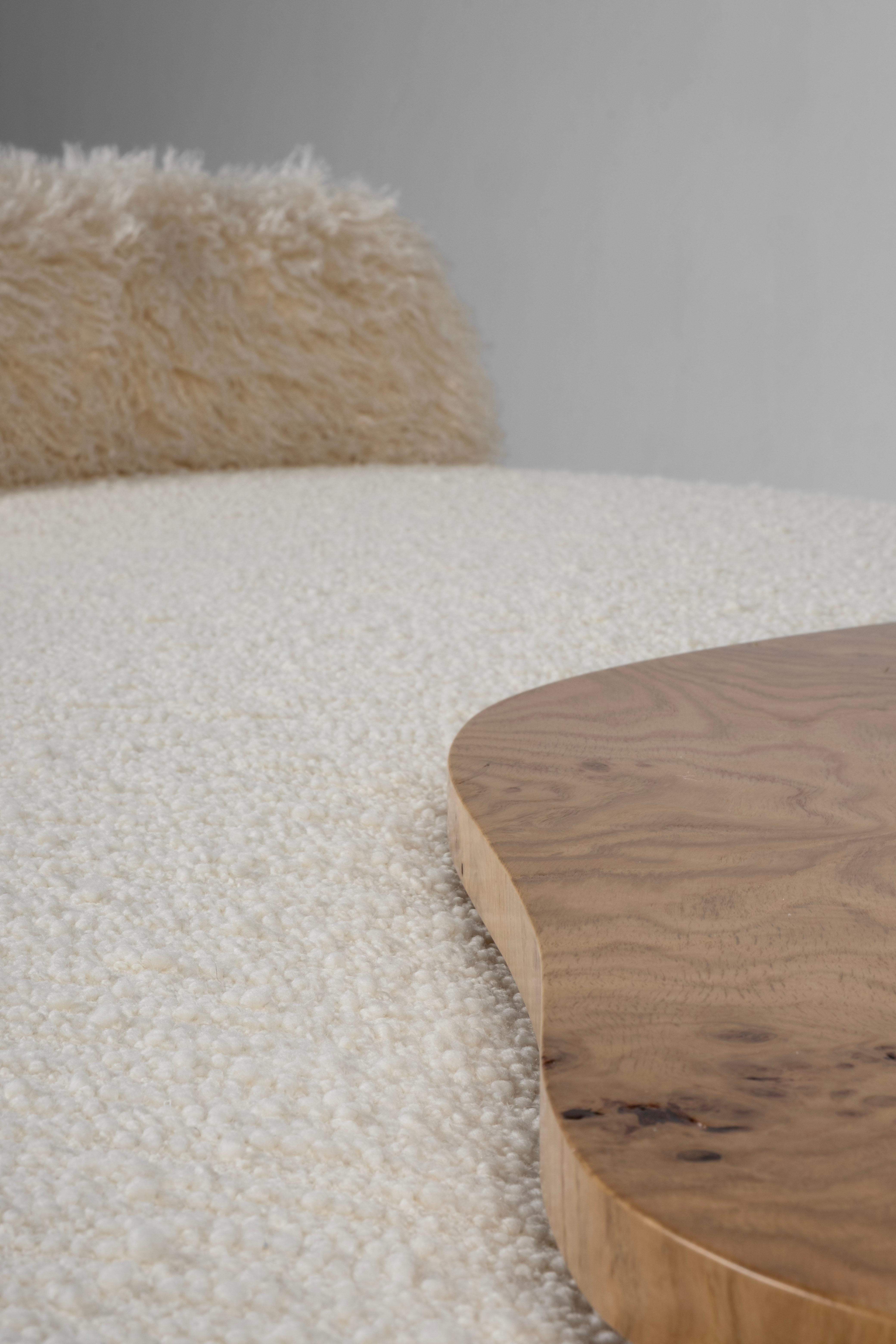 Modern Minho Day Bed, Bouclé Fabric, Oak Root, Handmade Portugal by Greenapple For Sale 8