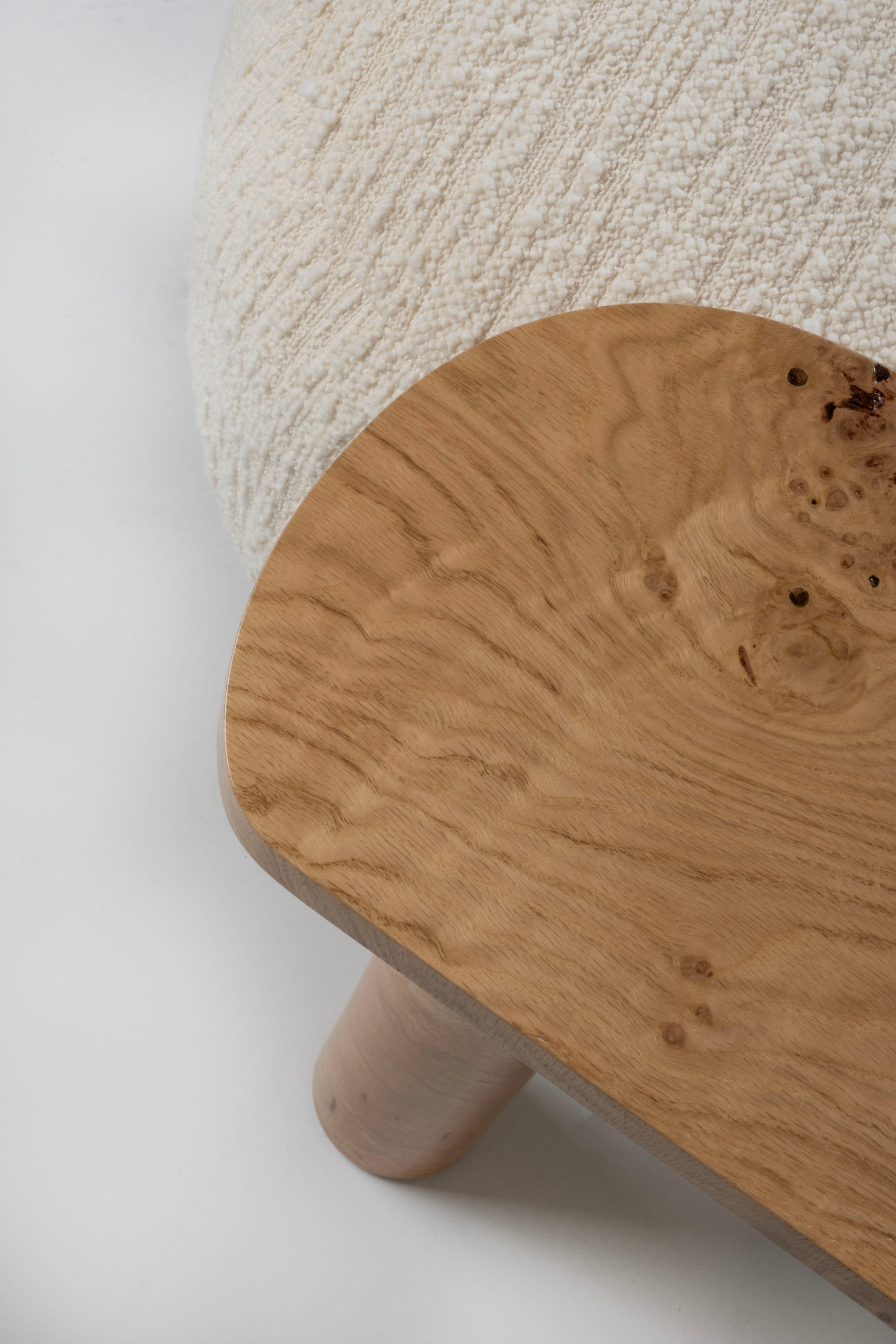 Mid-Century Modern Minho Day Bed, Wool Bouclé, Oak Root, Handmade by Greenapple im Angebot 8