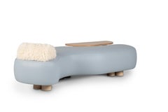Modern Minho Day Bed, Light Blue Leather, Handmade in Portugal by Greenapple
