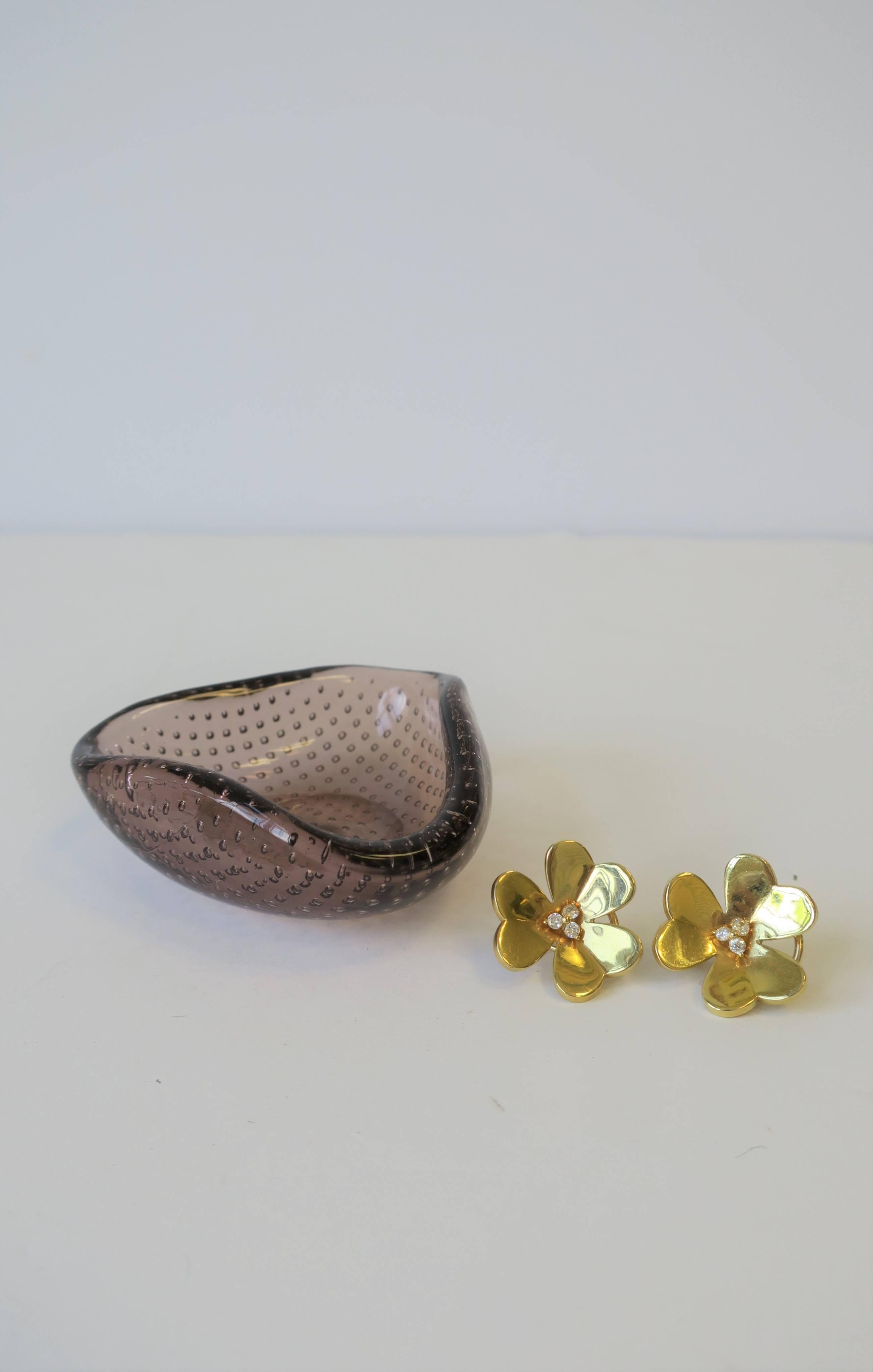 Modern Mini Italian Murano Bullicante Art Glass Ring or Jewelry Dish In Good Condition For Sale In New York, NY