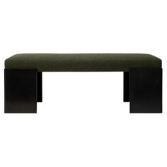 Panca in mohair felpato tessile di Knoll con acciaio annerito, moderno e contemporaneo