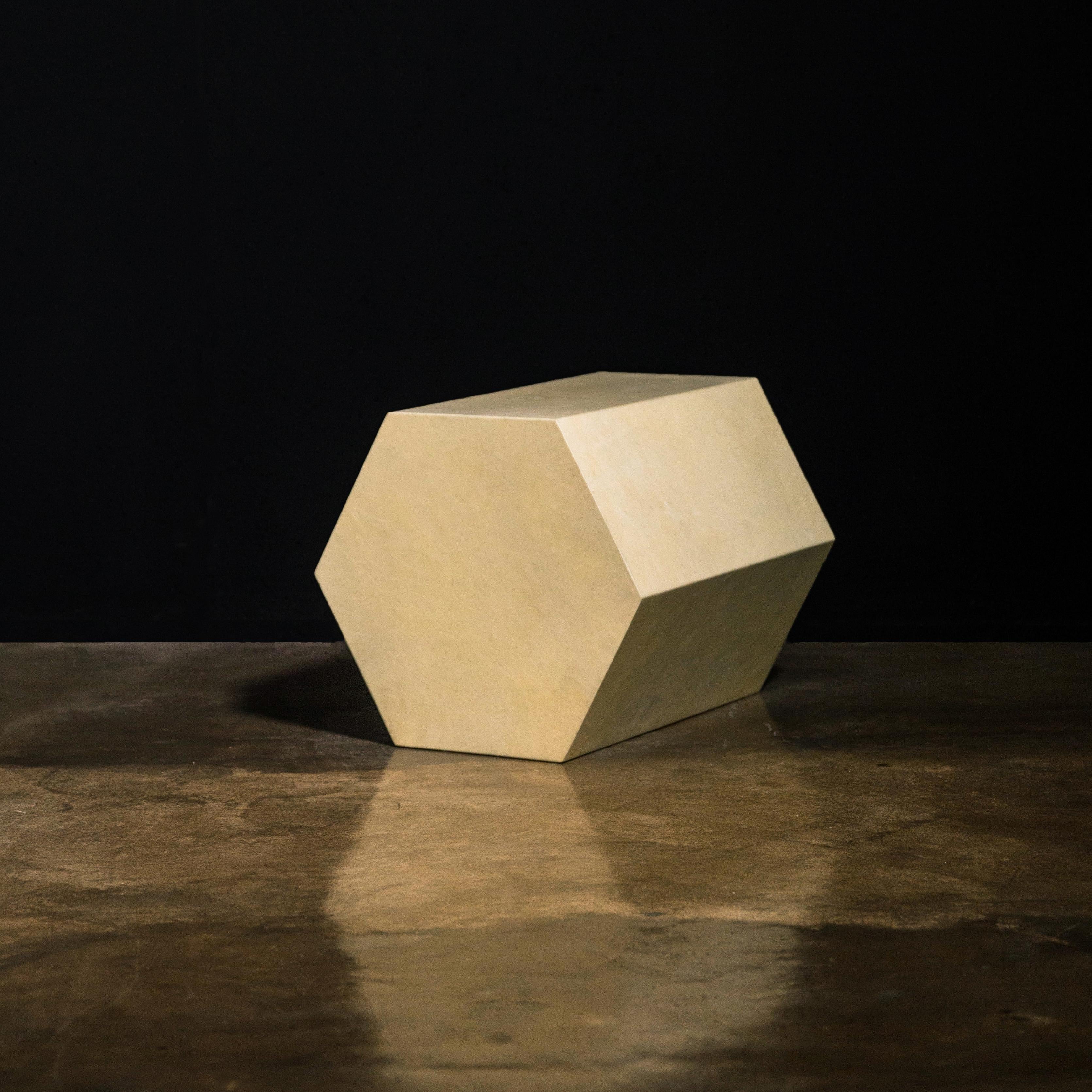 Modern Minimal Hexagonal Table by Costantini, Pergamino Hex Chico, 'In Stock' In New Condition For Sale In New York, NY