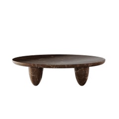 Modern Minimal Indoor Outdoor Round Coffee Center Table Emperador Marble Brown