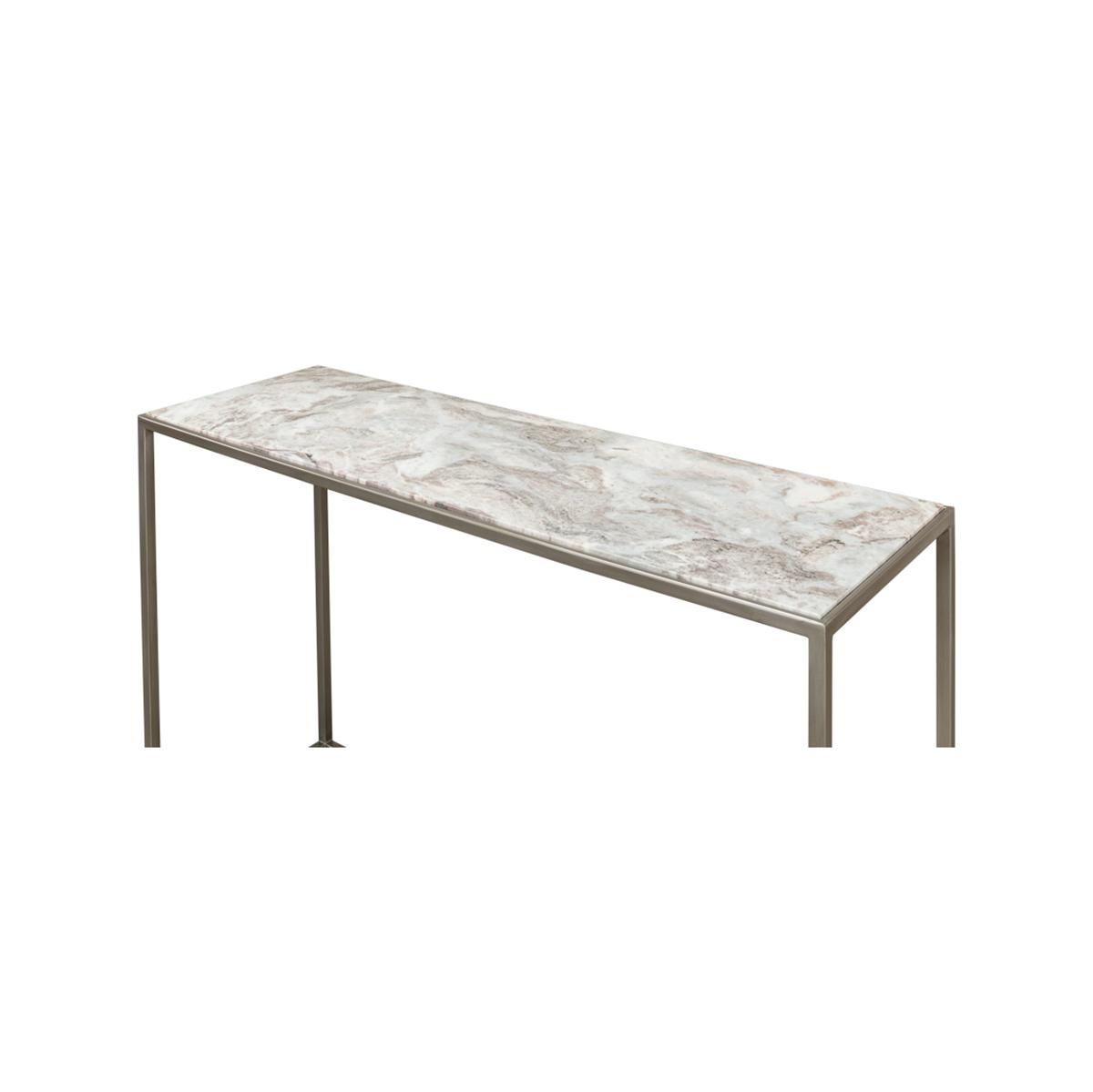 Modern Minimal Marble Top Console Table In New Condition For Sale In Westwood, NJ