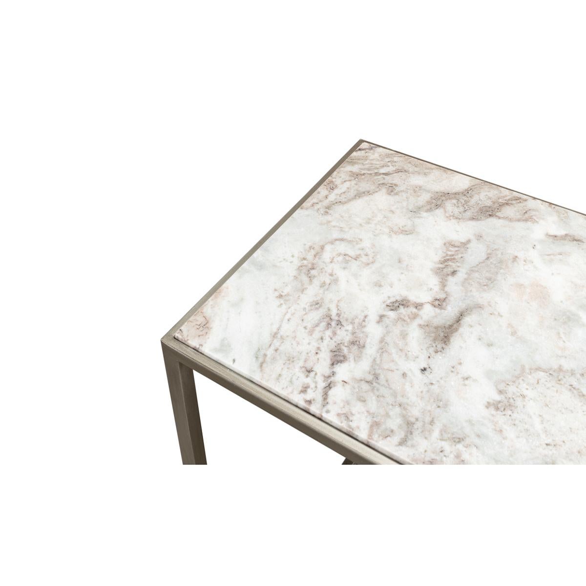 Contemporary Modern Minimal Marble Top Console Table For Sale