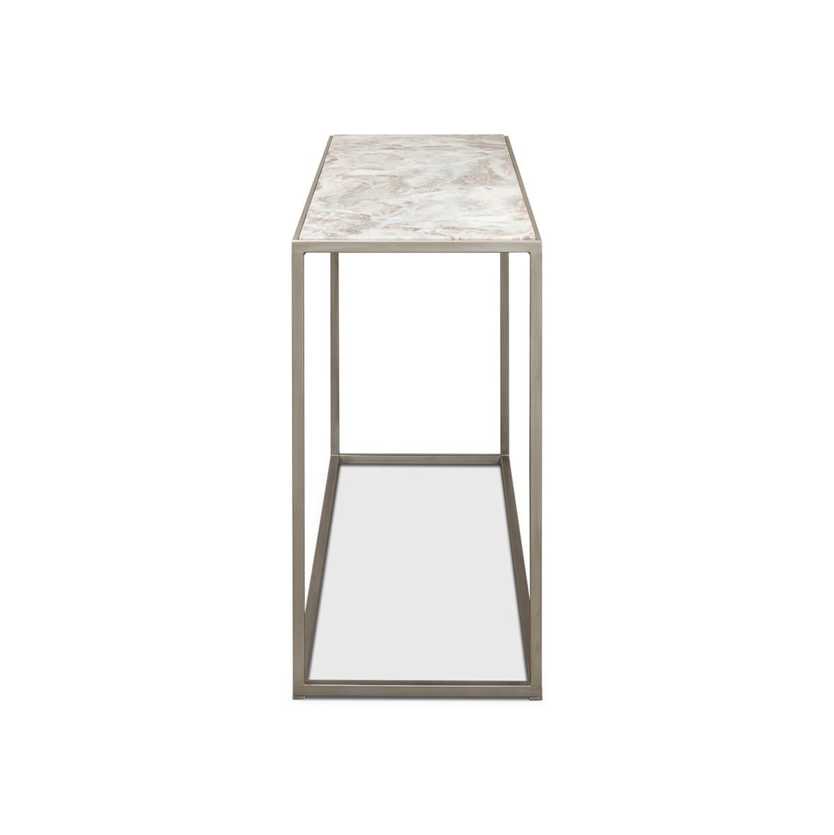 Iron Modern Minimal Marble Top Console Table For Sale