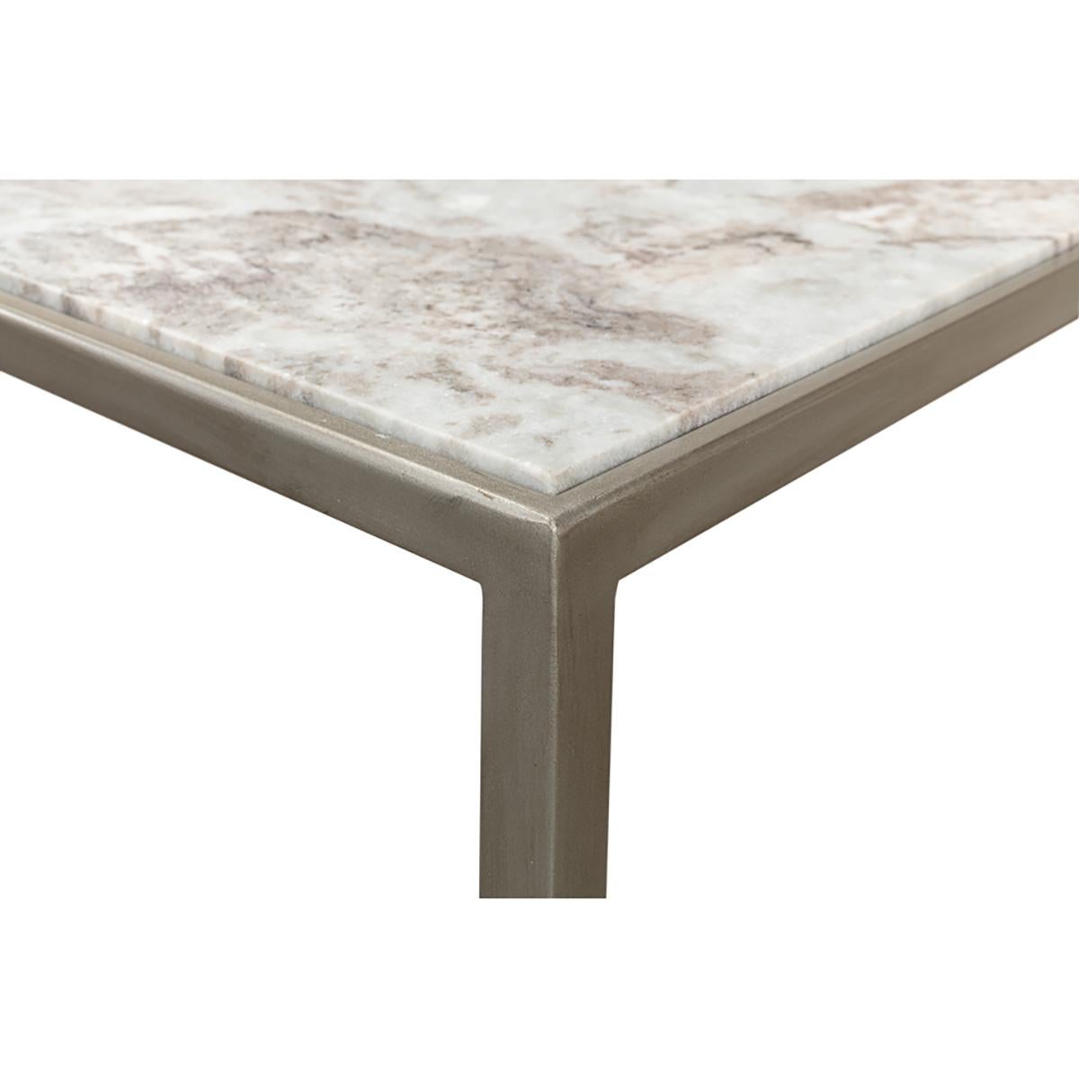 Modern Minimal Marble Top Console Table For Sale 2