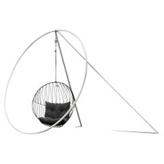 Modern Minimal Outdoor Hanging Swing Chair with Stand and Cushions