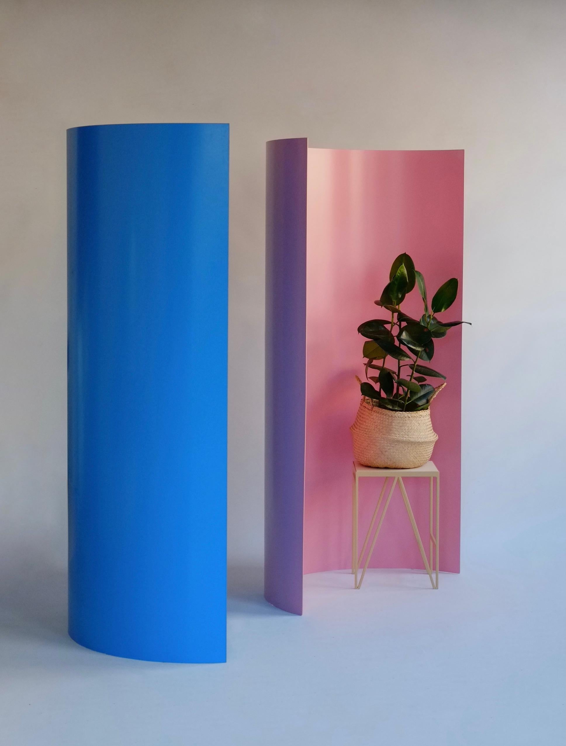 Minimalist Modern Minimal Privacy Screen / Room Divider in Sky Blue / Indoor Outdoor For Sale
