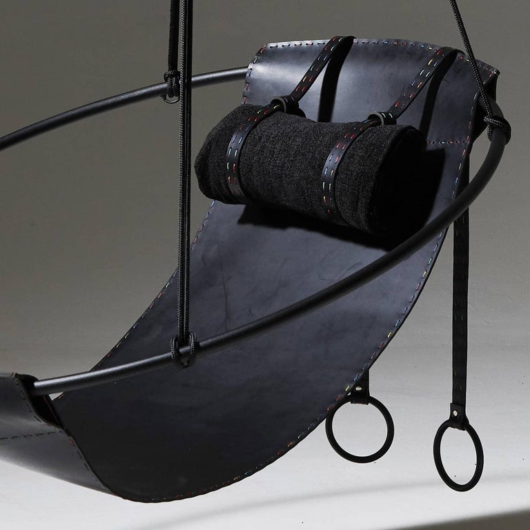 Needlepoint Pride Sling - Minimal Modern Sling Chair Handstitched by LGBTQ+ Craftsperson For Sale