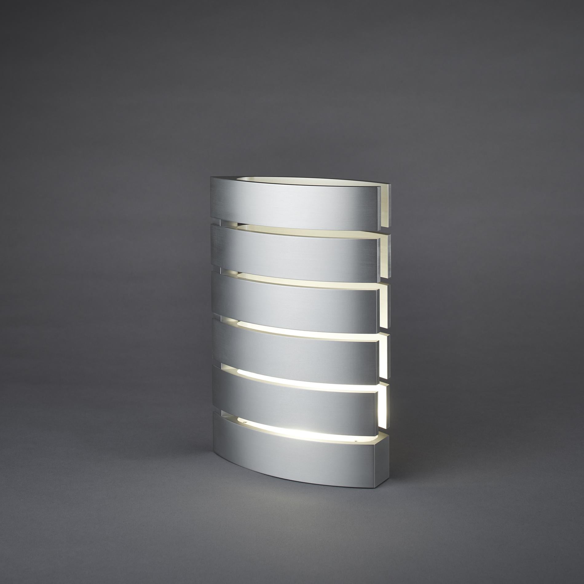 Anodized Modern, Minimal, Solid Metal Table Light with Floating, Cantilevered Shades