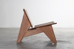 Modern minimal solid oak wood Easy statement lounge chair by Esvee Atelier