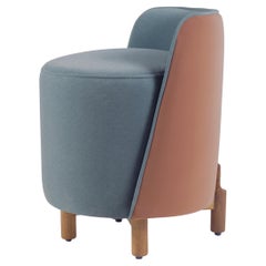 Modern Minimal Solid Wood Oak Pouffe with Seat and Backrest, Contemporary