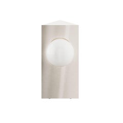 Modern Minimal Triangular Table Lamp Birdeye Wood Globe White Glass