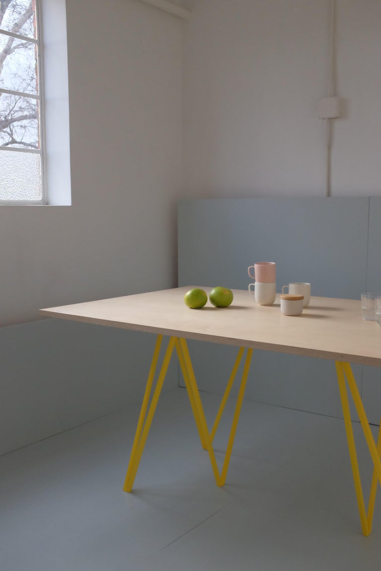 Modern Minimal Turquoise Steel Heavy Duty Zigzag Trestle Table Legs