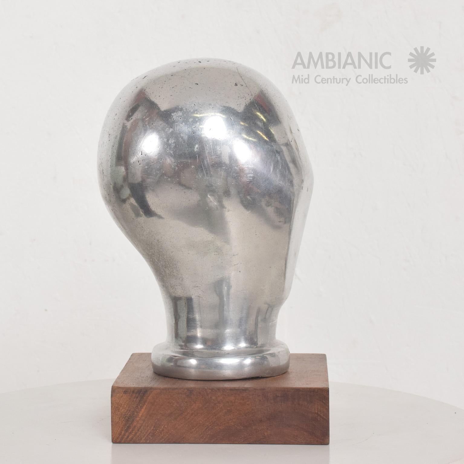 American Modern Minimalism Abstract Aluminum Head Sculpture by Myrna M Nobile, 1969