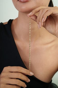 Bracciale tennis moderno e minimalista con diamanti incastonati in oro giallo 14K, 7 pollici