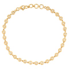 Bracciale tennis moderno e minimalista con diamanti incastonati in oro giallo 14K, 7 pollici