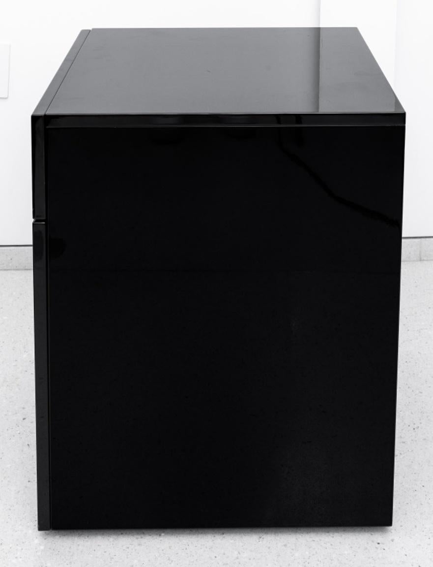 Metal Modern Minimalist Black Lacquer Filing Cabinet For Sale