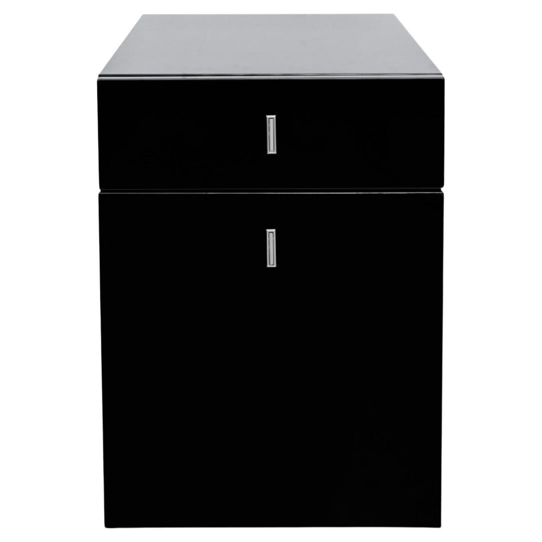 Modern Minimalist Black Lacquer Filing Cabinet For Sale