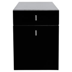 Modern Minimalist Black Lacquer Filing Cabinet