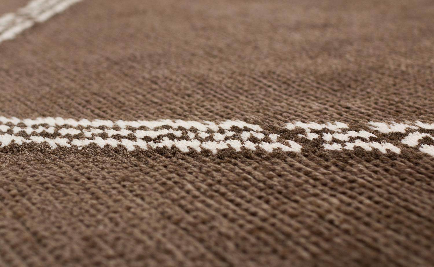 Contemporary Modern Minimalist Brown Crosshatch Handmade Mohair Area Rug by Joseph Carini For Sale