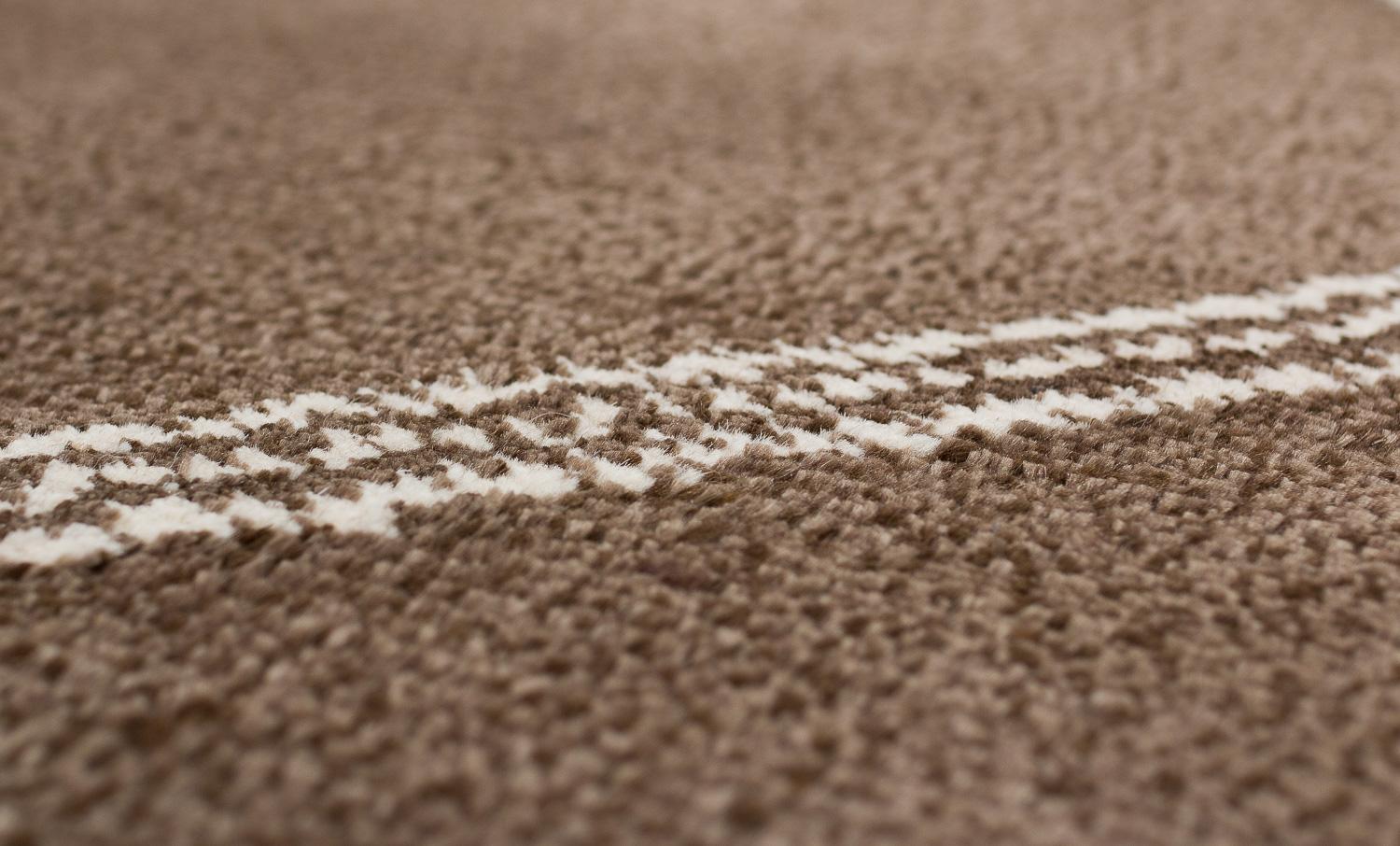 Wool Modern Minimalist Brown Crosshatch Handmade Mohair Area Rug by Joseph Carini For Sale