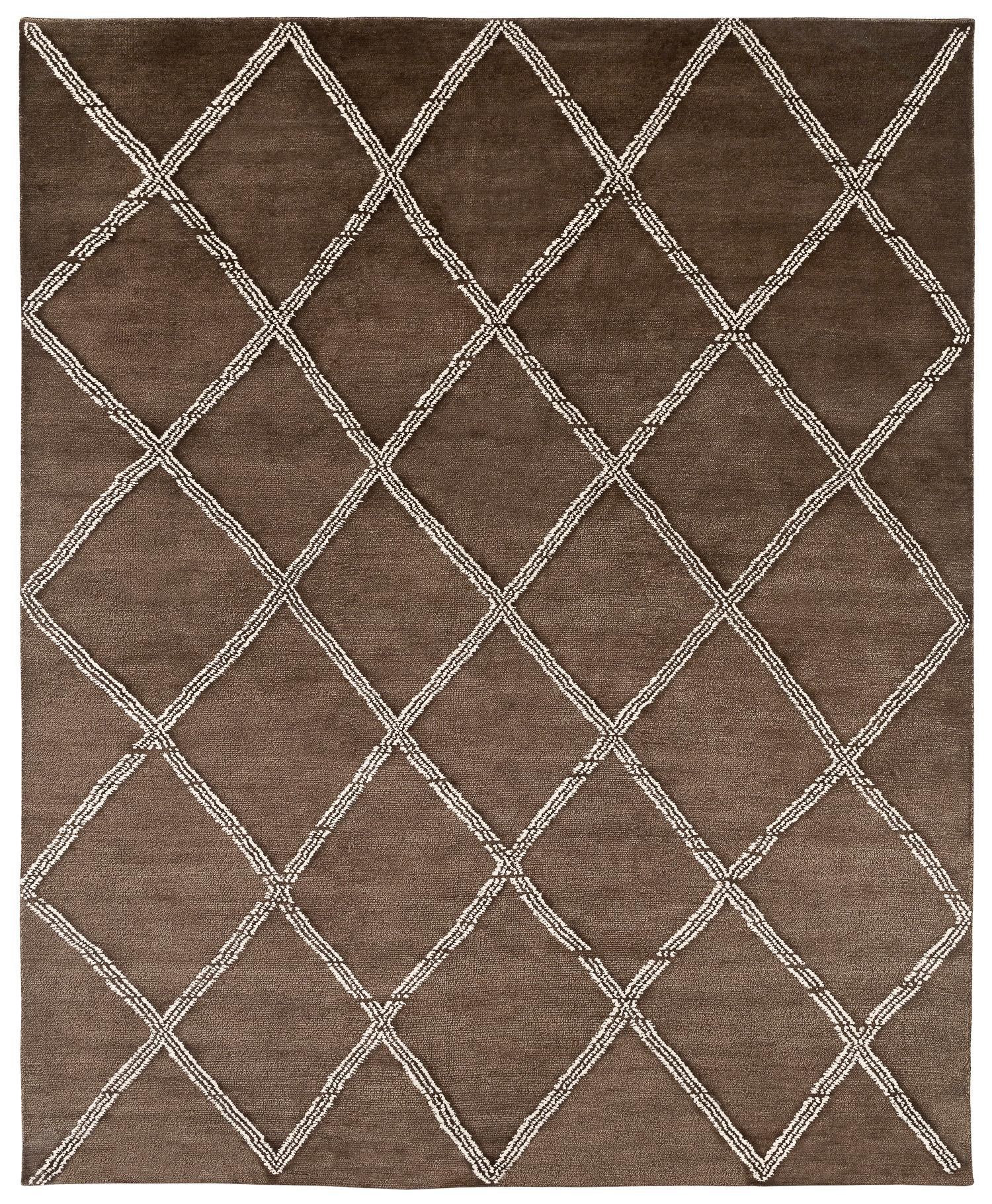 Modern Minimalist Brown Crosshatch Handmade Mohair Area Rug by Joseph Carini For Sale 1