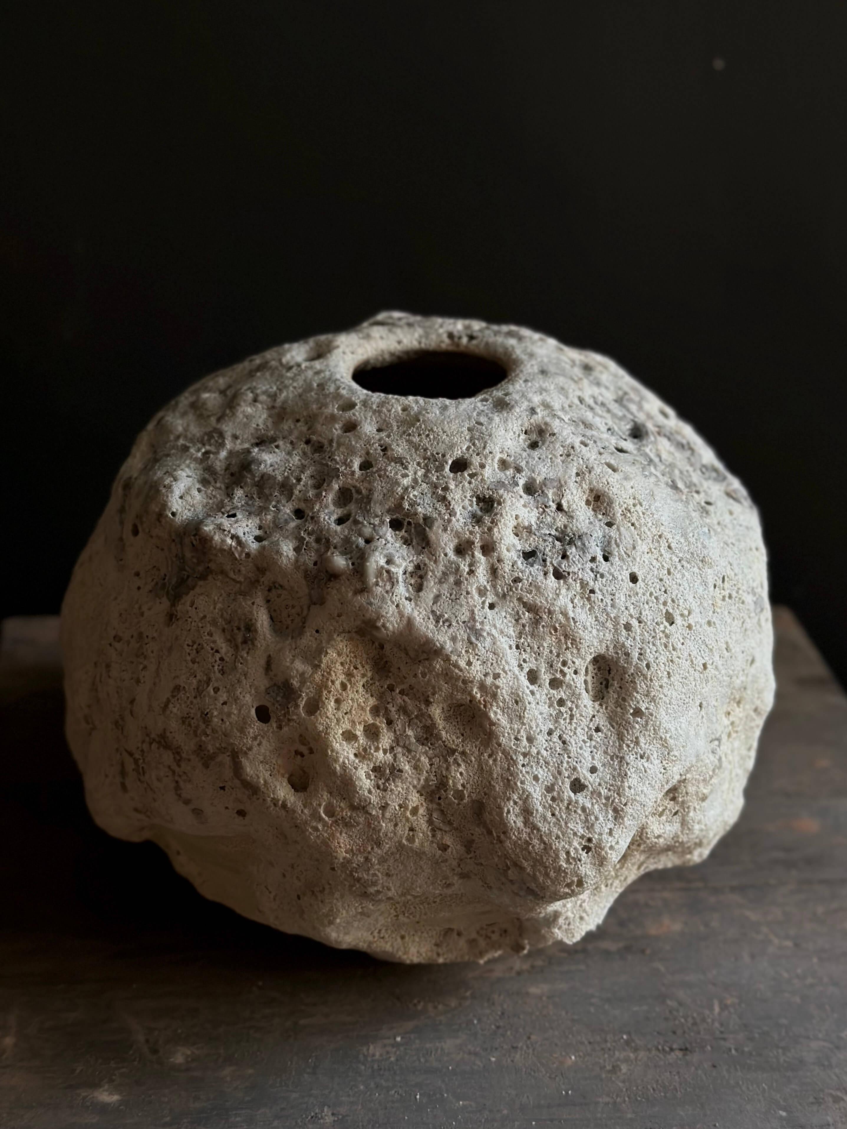 Hand-Crafted Modern Minimalist Ceramic Vase with Subtle Textured Finish For Sale