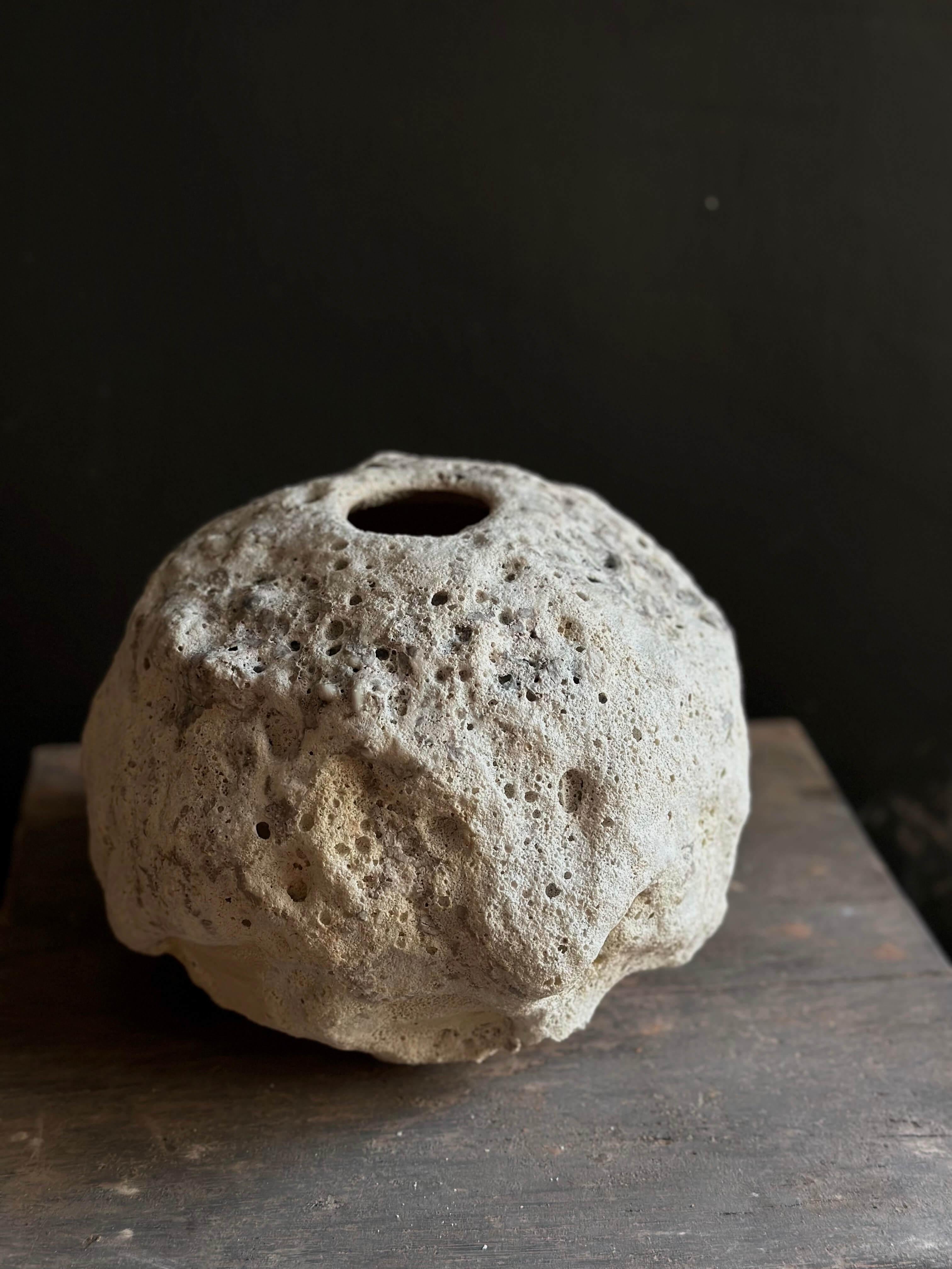 Contemporary Modern Minimalist Ceramic Vase with Subtle Textured Finish For Sale