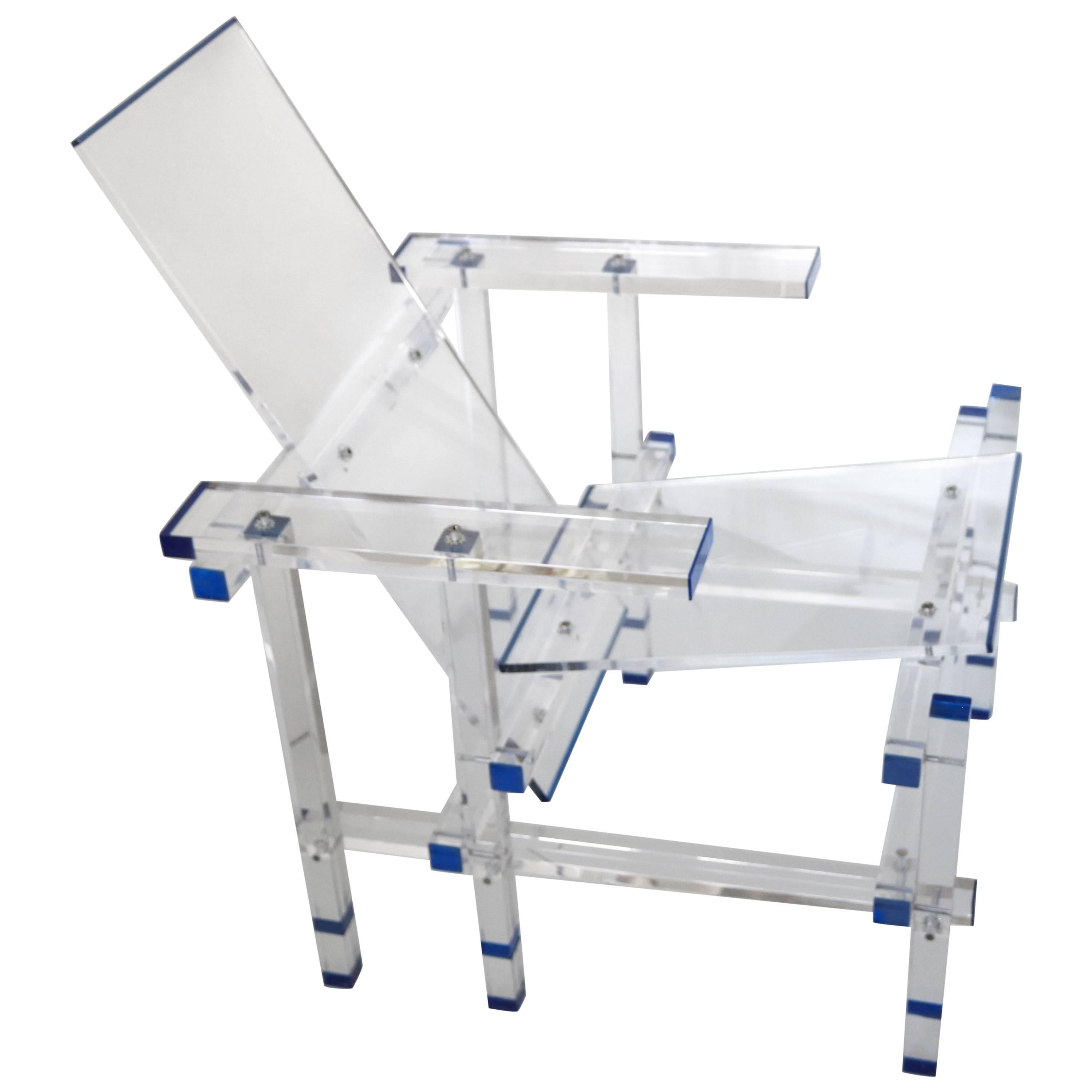 A Statement power chair for a chic modernist, this is fabricated by a superb artisan craftsman in a very limited edition.

Functional art- a beautifully designed and executed American clear transparent Lucite Acrylic Lounge chair with a geometric